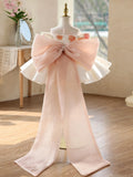 Elegant Ivory Satin Tulip Embroidery Girl Dress with Oversized Back Bow Princess Pageant Gown for Birthday Party