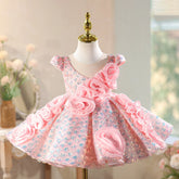 Luxury Pink Flower Girl Dress for Weddings | Toddler Princess Pageant Gown
