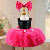 Fuchsia Pink Princess Birthday Dress for Toddler Girls | Sequin Flower Girl & 1st Cake Smash Tutu Gown with Matching Headband