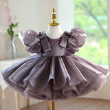 Lavender Purple Princess Birthday Dress for Toddler | Sequin Flower Girl Gown & Puff Sleeve Puffy Party Tutu Outfit