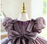 Lavender Purple Princess Birthday Dress for Toddler | Sequin Flower Girl Gown & Puff Sleeve Puffy Party Tutu Outfit
