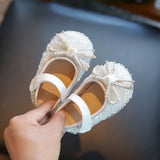 Baby Girl Shoes Pearl Rhinestone Princess Dress Shoes Soft Sole Non-Slip Infant First Walkers Mary Jane Flats for Wedding Party Birthday