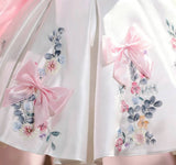 Floral Pink Bow Girls Off Shoulder Formal Dress Kids Wedding Pageant Gown