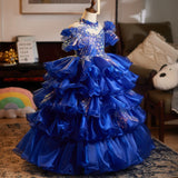 Royal Blue Girls Pageant Dress | Luxury Kids Piano Recital Gown