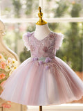 Lavender Pink Girls Pageant Dress | Baby Birthday Party Dress Luxury Flower Girl Gown
