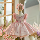 Luxury Pink Sequin Flower Girl Dress & Matching Headband