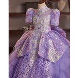 Sparkling Purple Princess Pageant Flower Girl Dress |Girls Sequin Party Ball Gown
