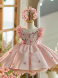 Luxury Pink Sequin Flower Girl Dress & Matching Headband