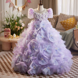 Lavender Purple Girls Pageant Dress | Luxury 3D Floral Gown