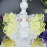 Luxury Yellow Lace Princess Dog Dress - Handmade Cat Party Gown