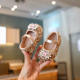 Sparkling Rhinestone Princess Shoes for Girls - Glitter Mary Jane Flats for Weddings, Birthday Parties & Cosplay
