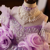Luxury Lavender Flower Girl Dress with Ruffles | Princess Pageant Gala Gown