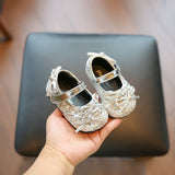 Sparkly Silver Sequin Mary Jane Princess Shoes with Bow for Toddler Girls