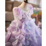 Lavender Purple Girls Pageant Dress | Luxury 3D Floral Gown