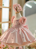 Luxury Pink Sequin Flower Girl Dress & Matching Headband