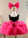 Fuchsia Pink Princess Birthday Dress for Toddler Girls | Sequin Flower Girl & 1st Cake Smash Tutu Gown with Matching Headband