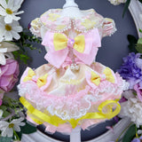 Handmade Pink Flower Elegant Pearl Puppy Party Dress for Dog&Cat Wedding & Birthday Photos