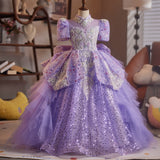Sparkling Purple Princess Pageant Flower Girl Dress |Girls Sequin Party Ball Gown