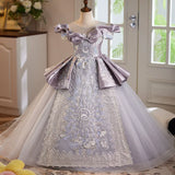 Vintage Lavender Gray Starry Night Baby Flower Girl Dress for Weddings & Parties