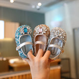 Sparkling Rhinestone Princess Shoes for Girls - Glitter Mary Jane Flats for Weddings, Birthday Parties & Cosplay