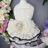 Handmade Ivory Puppy Wedding Dress for Dog&Cat Outfit Birthday Party & Photoshoot