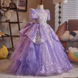 Sparkling Purple Princess Pageant Flower Girl Dress |Girls Sequin Party Ball Gown