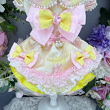 Handmade Pink Flower Elegant Pearl Puppy Party Dress for Dog&Cat Wedding & Birthday Photos