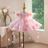 Pink Tulle Toddler Princess Gown | Birthday Party & Wedding Flower Girl Dress