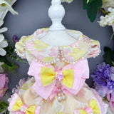 Handmade Pink Flower Elegant Pearl Puppy Party Dress for Dog&Cat Wedding & Birthday Photos