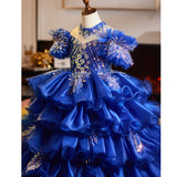 Royal Blue Girls Pageant Dress | Luxury Kids Piano Recital Gown
