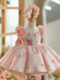Luxury Pink Sequin Flower Girl Dress & Matching Headband