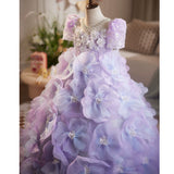 Lavender Purple Girls Pageant Dress | Luxury 3D Floral Gown