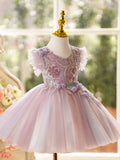 Lavender Pink Girls Pageant Dress | Baby Birthday Party Dress Luxury Flower Girl Gown