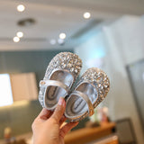 Sparkling Rhinestone Princess Shoes for Girls - Glitter Mary Jane Flats for Weddings, Birthday Parties & Cosplay