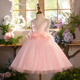 Pink Pearl Flower Girl Dress for Wedding | Kids Birthday Party Gown