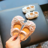 Baby Girl Shoes Pearl Rhinestone Princess Dress Shoes Soft Sole Non-Slip Infant First Walkers Mary Jane Flats for Wedding Party Birthday